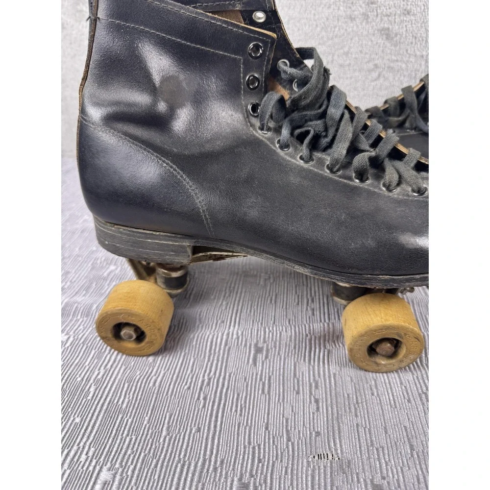 Vintage Chicago Mens Rink Roller Skates Size 9 Black Leather Quad ARROW Wheels